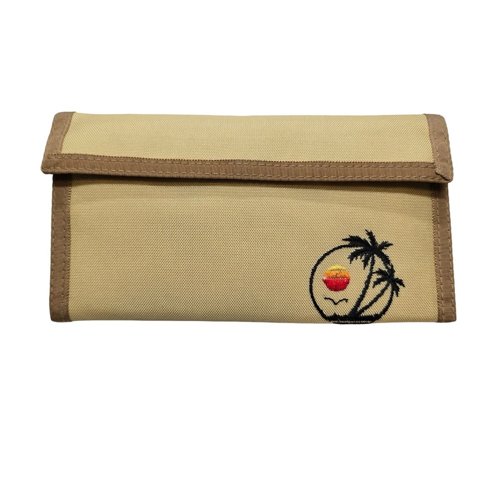 CoCoNuts Palm Tree Wallet Tropical Nylon‎ Trifold Beige Vintage 90s